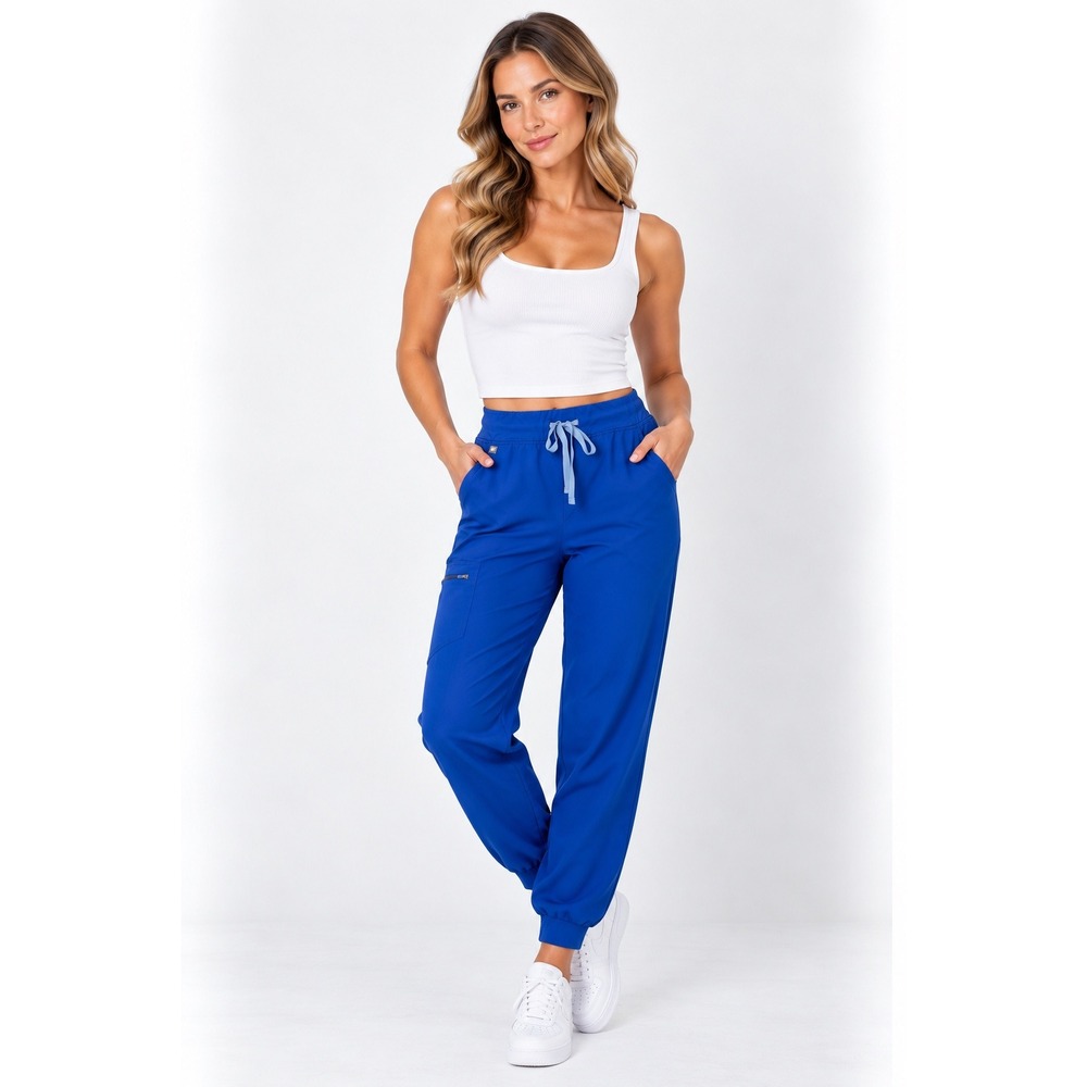 FIGS Zamora Jogger Scrub Pants Women Medium Tall Royal Blue 5-Pocket FIONx